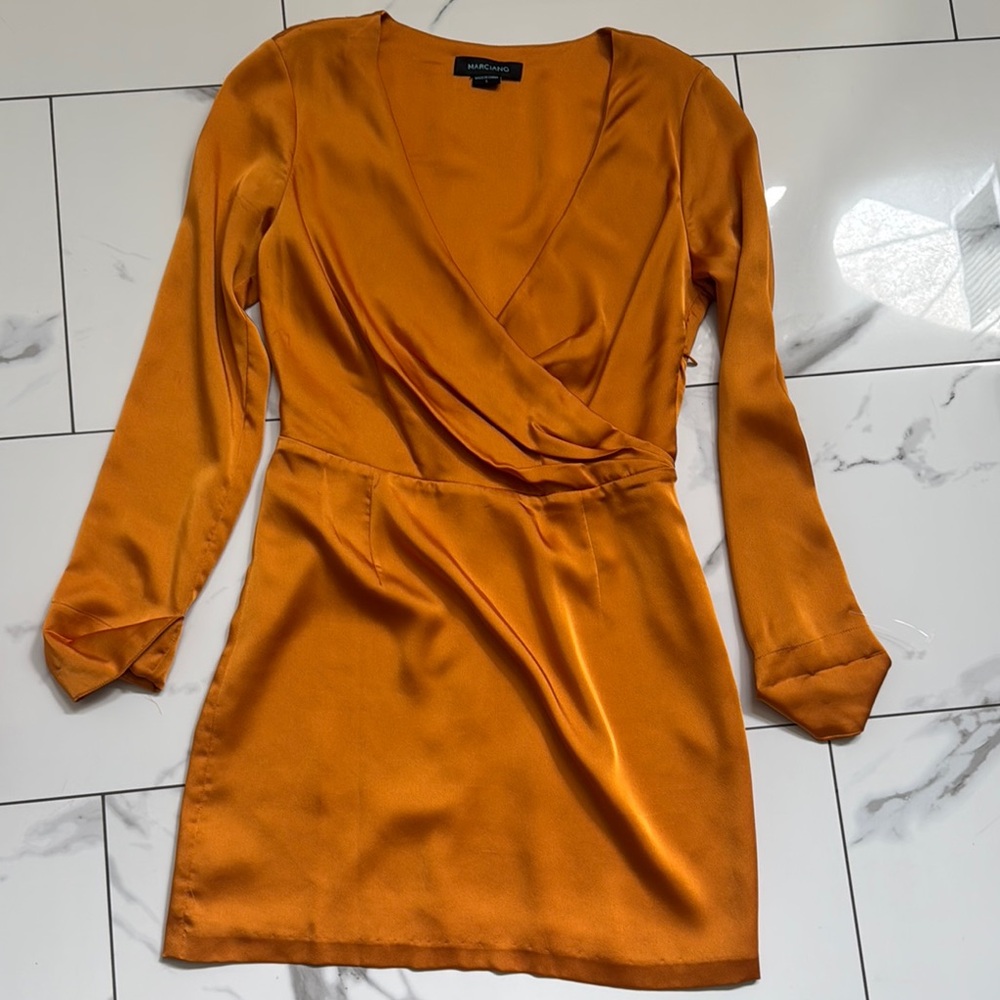 Elegant Orange Wrap Dress